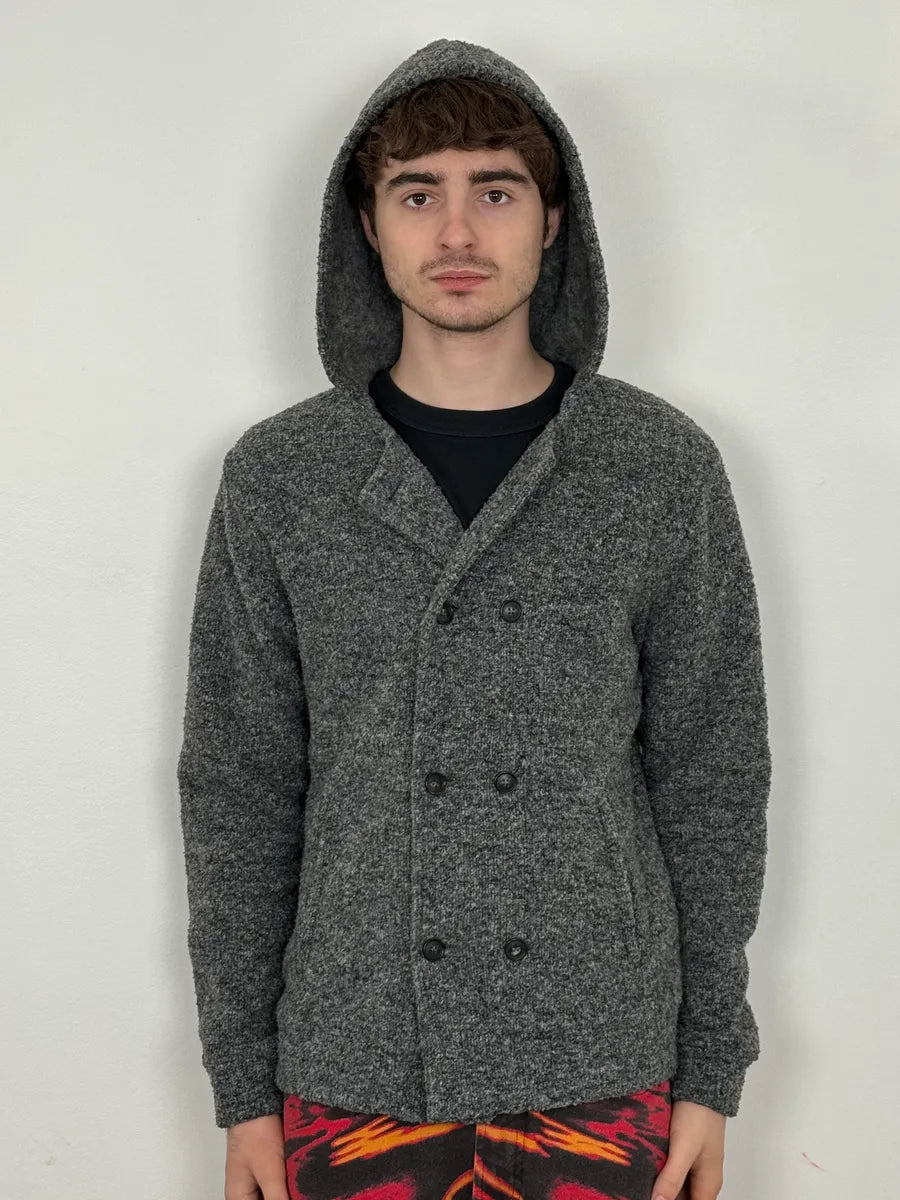 2000s Daniele Alessandrini Grey Wool Hooded Peacoat Jacket sfLDDTI 1