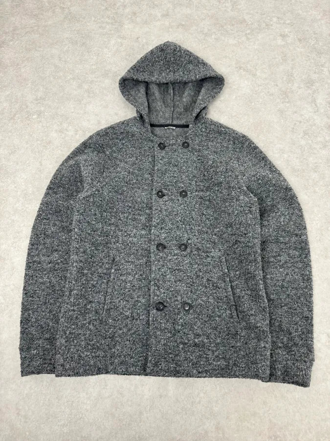 2000s Daniele Alessandrini Grey Wool Hooded Peacoat Jacket sfLDDTI 3