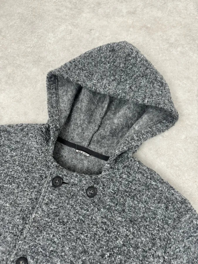 2000s Daniele Alessandrini Grey Wool Hooded Peacoat Jacket sfLDDTI 4