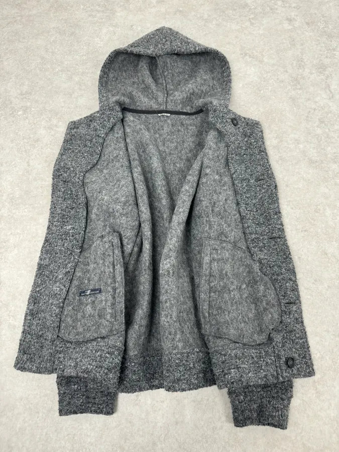 2000s Daniele Alessandrini Grey Wool Hooded Peacoat Jacket sfLDDTI 7