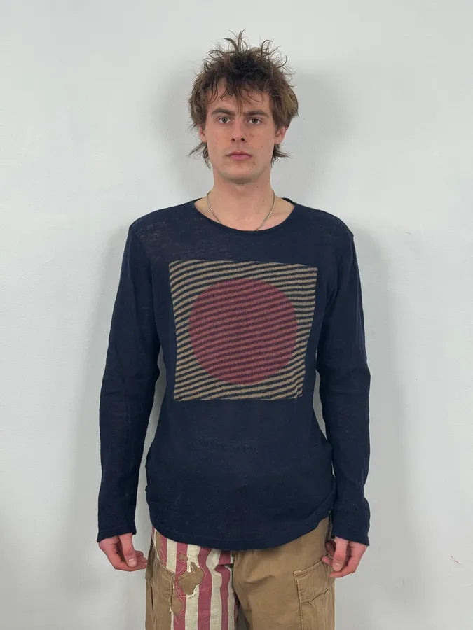 2000s Daniele Alessandrini Japan Sunset Navy Wool Sweater AWaZQRb 1