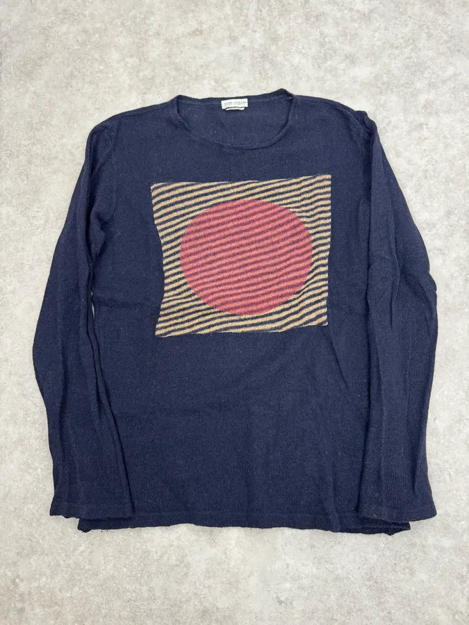 2000s Daniele Alessandrini Japan Sunset Navy Wool Sweater AWaZQRb 0