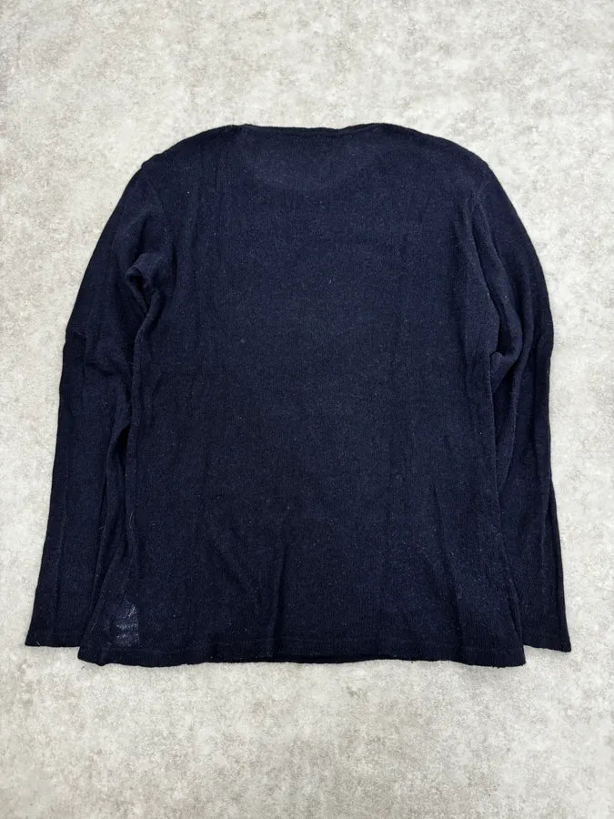 2000s Daniele Alessandrini Japan Sunset Navy Wool Sweater AWaZQRb 3