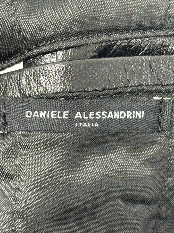 2000s Daniele Alessandrini Metal Hook Pure Black Leather Jacket mPOurDx 13