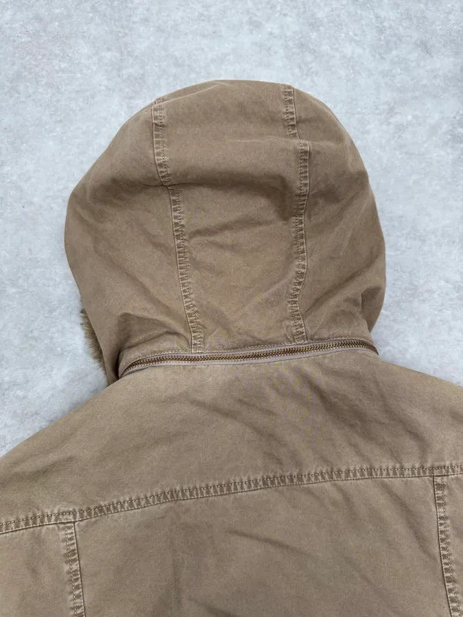 2000s Daniele Alessandrini Military Beige Fur Hooded Jacket  XiJsxTu 6