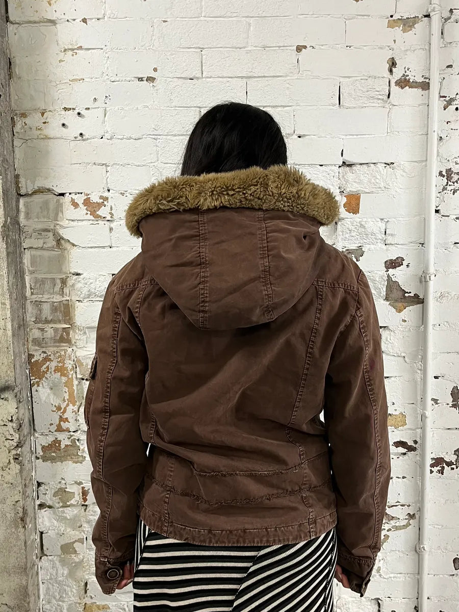 2000s Daniele Alessandrini Military Brown Multi Pockets Faux Fur Jacket LkWRgzw 2