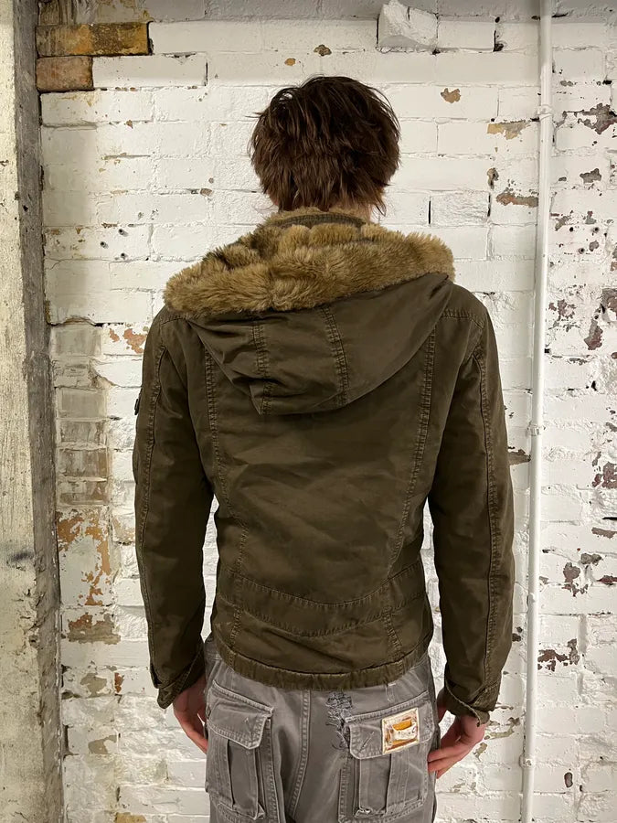 2000s Daniele Alessandrini Military Brown Multi Pockets Faux Fur Jacket PNjvpKR 2