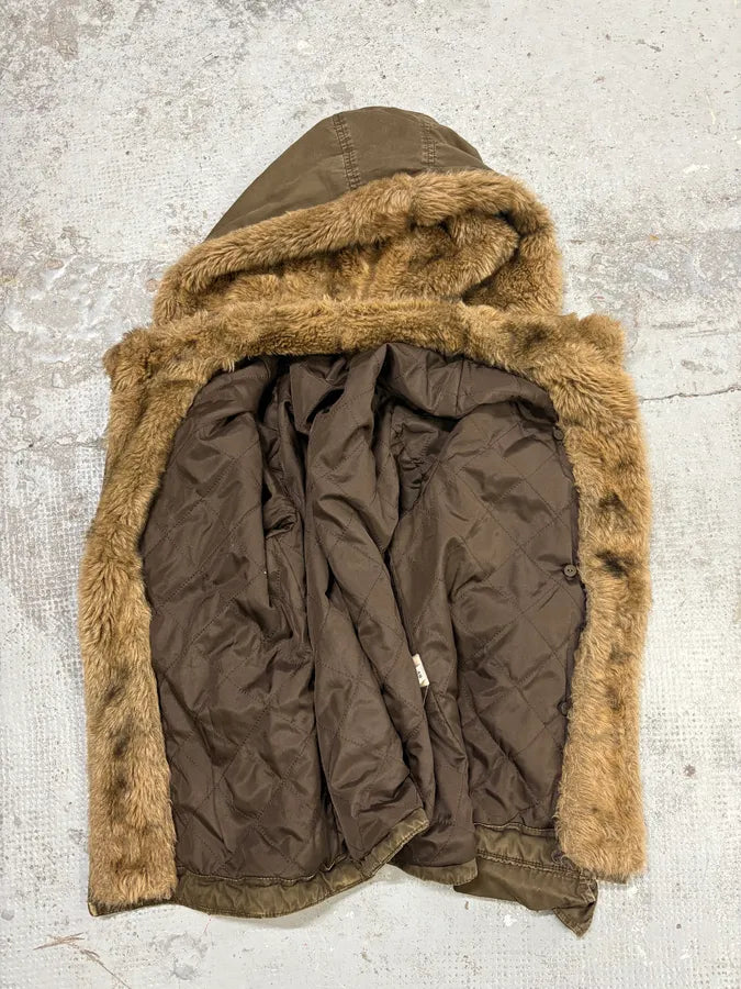 2000s Daniele Alessandrini Military Brown Multi Pockets Faux Fur Jacket PNjvpKR 6