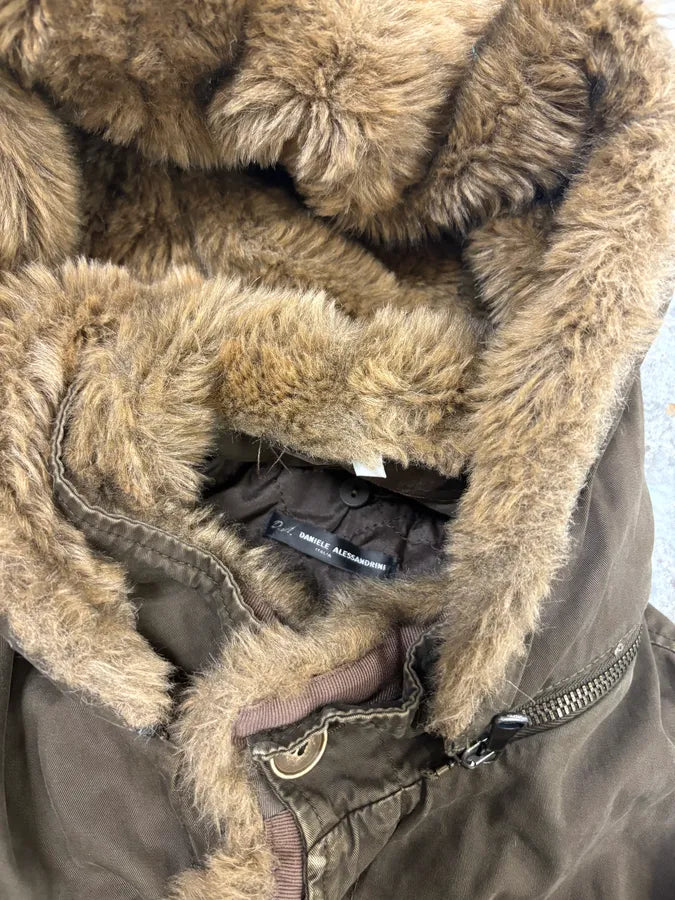 2000s Daniele Alessandrini Military Brown Multi Pockets Faux Fur Jacket PNjvpKR 7