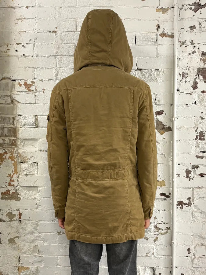 2000s Daniele Alessandrini Military Camel Multi Pockets Faux Fur Jacket rCLQuJO 3