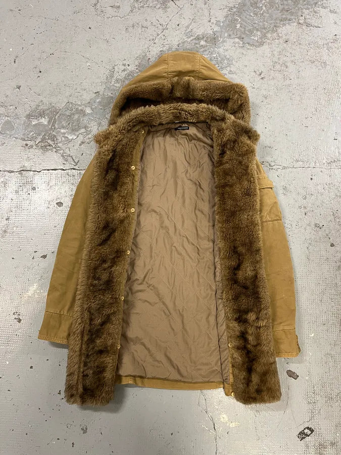 2000s Daniele Alessandrini Military Camel Multi Pockets Faux Fur Jacket rCLQuJO 5