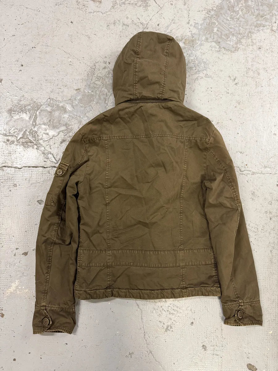 2000s Daniele Alessandrini Military Green Fur Hooded Jacket AKfdxSr 3