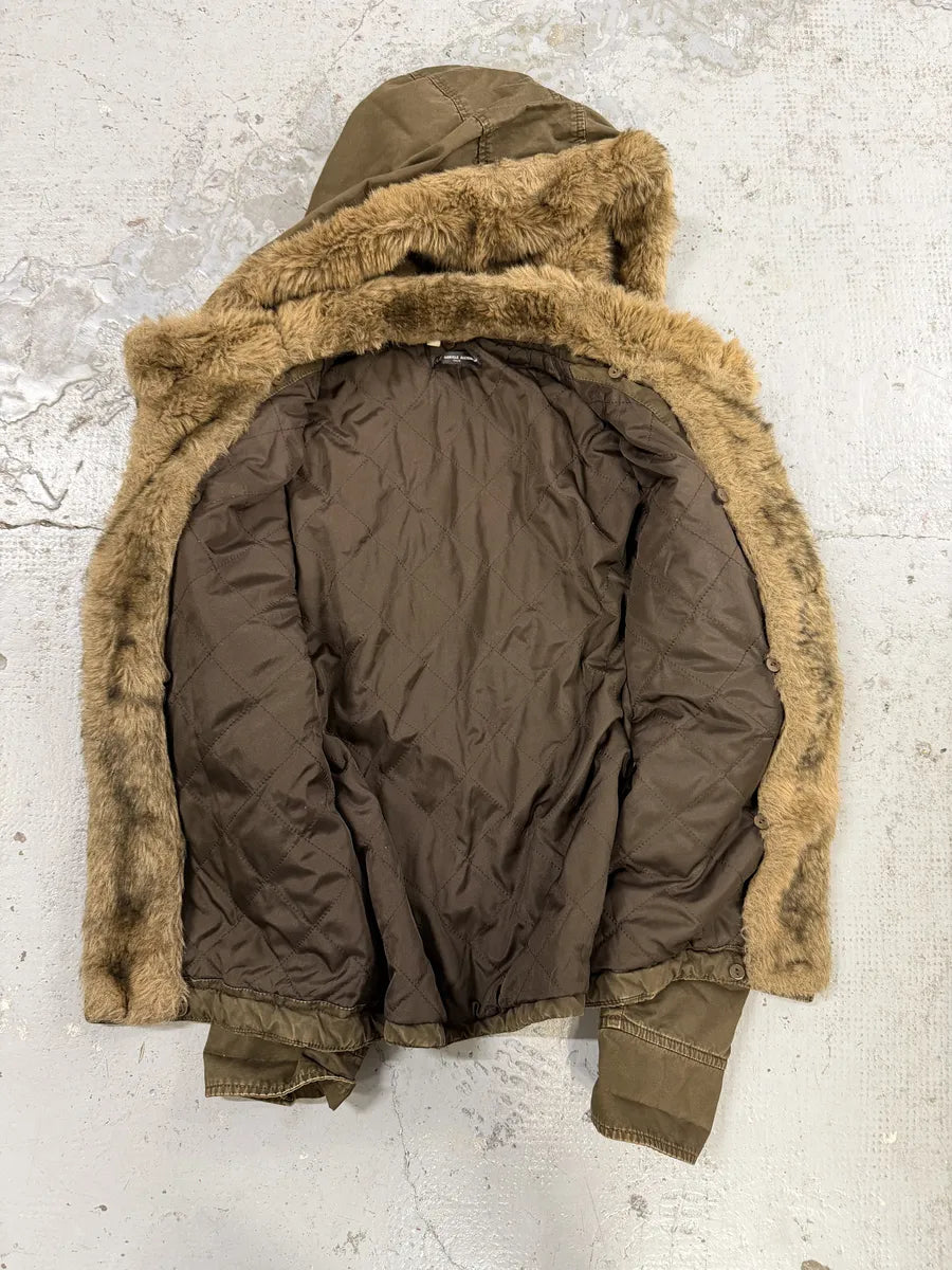 2000s Daniele Alessandrini Military Green Fur Hooded Jacket AKfdxSr 8
