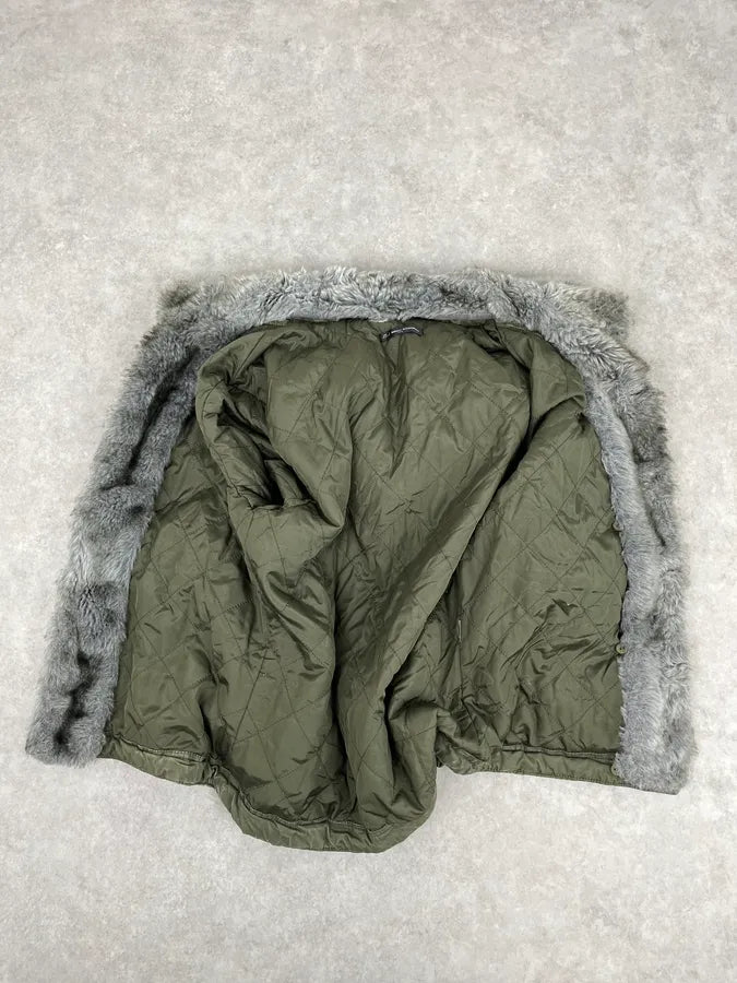 2000s Daniele Alessandrini Military Green Multi Pockets Faux Fur Jacket nKmfepU 7
