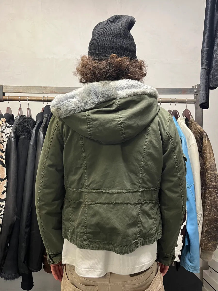 2000s Daniele Alessandrini Military Green Multi Pockets Faux Fur Jacket WBjnbQh 2