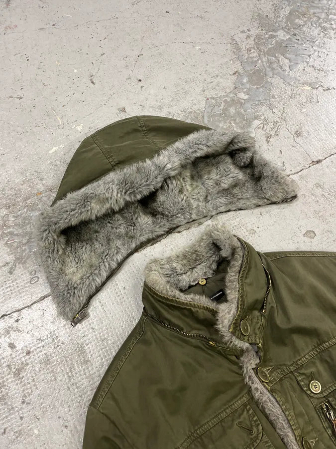 2000s Daniele Alessandrini Military Green Multi Pockets Faux Fur Jacket WBjnbQh 8