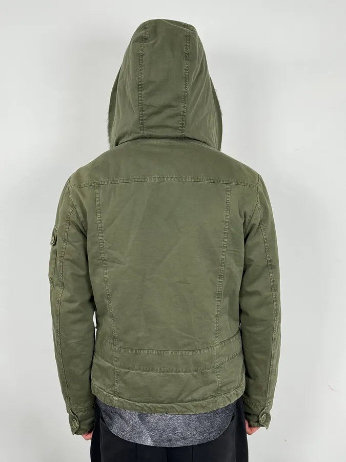 2000s Daniele Alessandrini Military Green Multi Pockets Faux Fur Jacket nKmfepU 1