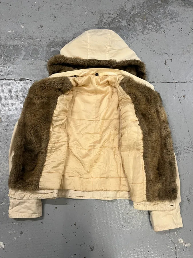 2000s Daniele Alessandrini Military White Multi Pockets Faux Fur Jacket ODCRfRK 5
