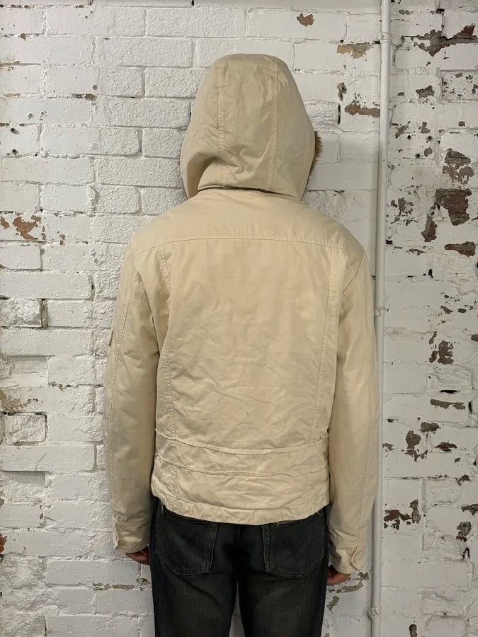 2000s Daniele Alessandrini Military White Multi Pockets Faux Fur Jacket ODCRfRK 3