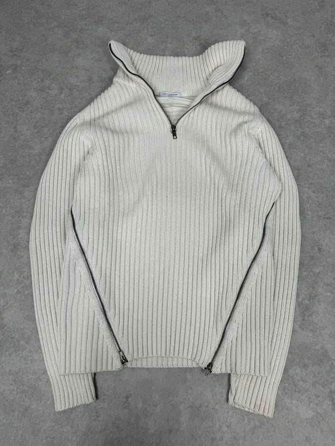 2000S Daniele Alessandrini Multi-Zip Creamy White Wool Sweater lhCiEjH 0
