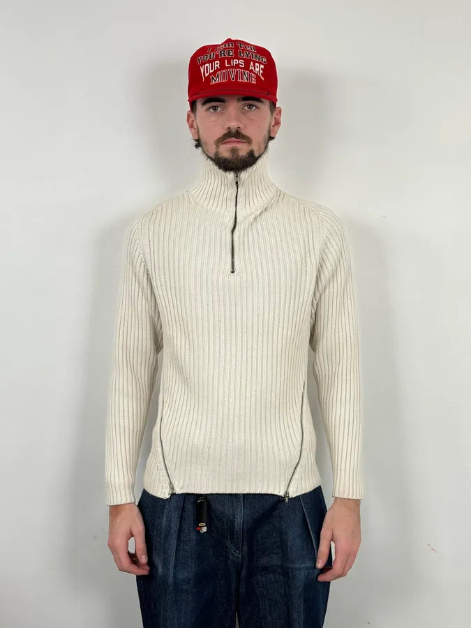 2000S Daniele Alessandrini Multi-Zip Creamy White Wool Sweater lhCiEjH 1