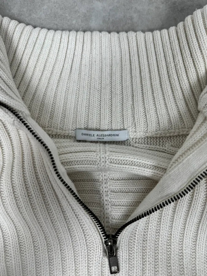 2000S Daniele Alessandrini Multi-Zip Creamy White Wool Sweater lhCiEjH 6