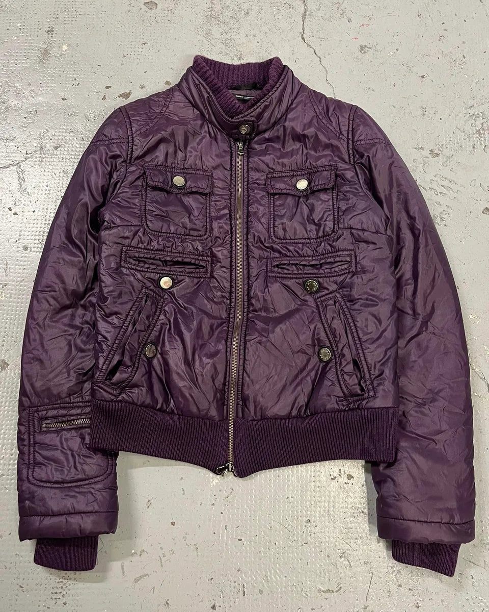 2000s Daniele Alessandrini Purple Patent British Puffer Jacket fOnSyWn 0