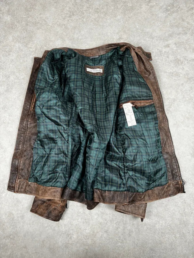 2000s Daniele Alessandrini Raw Aged Brown Leather Jacket TltiGGz 6