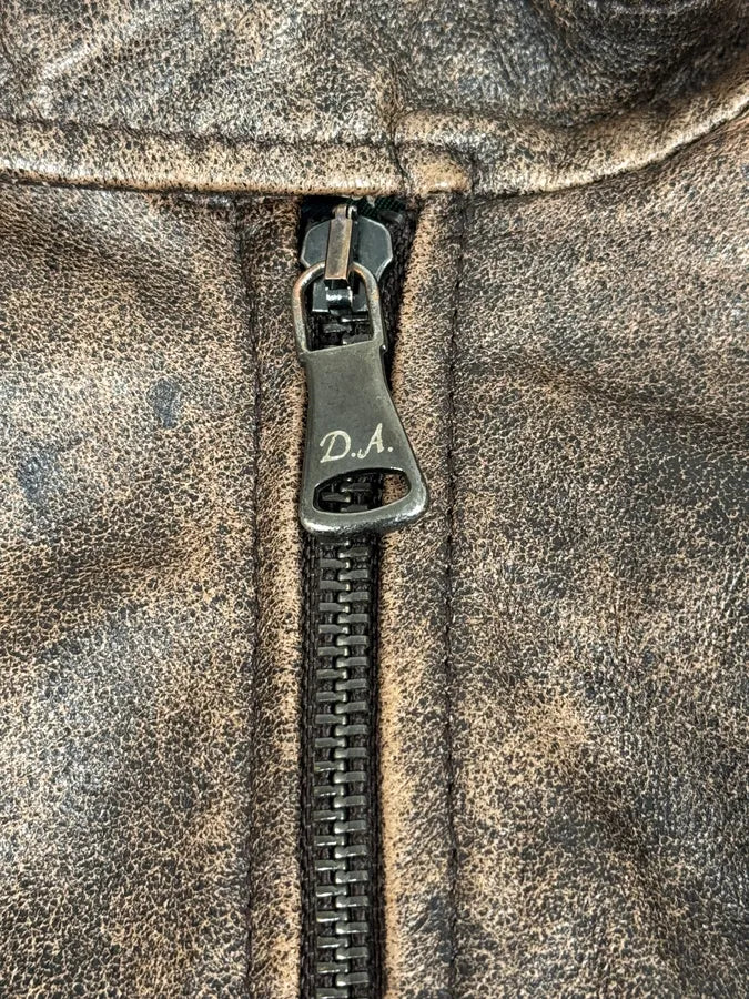 2000s Daniele Alessandrini Raw Aged Brown Leather Jacket TltiGGz 8