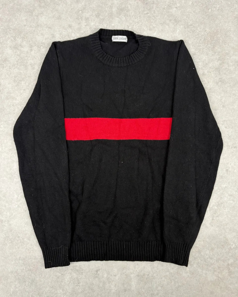 2000s Daniele Alessandrini Red Line Black Wool Sweater akKQdHN 0