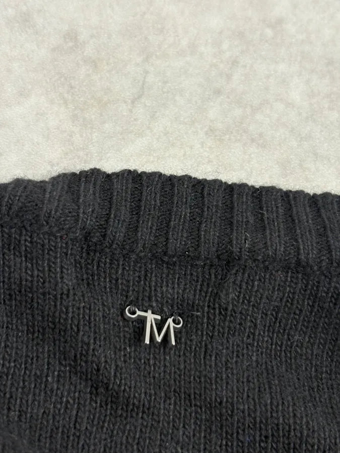 2000s Daniele Alessandrini Red Line Black Wool Sweater akKQdHN 7