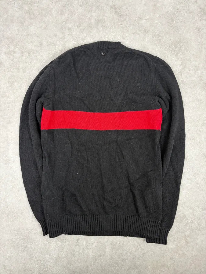 2000s Daniele Alessandrini Red Line Black Wool Sweater akKQdHN 4