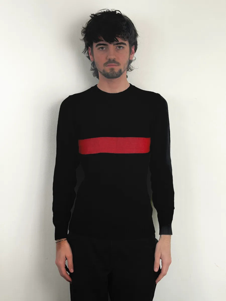 2000s Daniele Alessandrini Red Line Black Wool Sweater akKQdHN 1