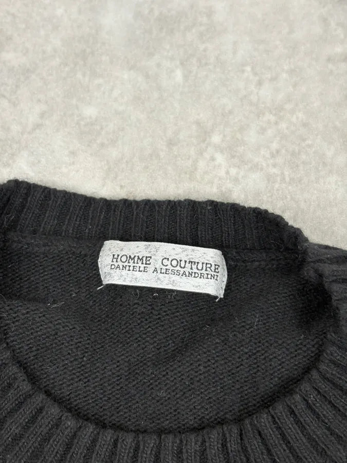2000s Daniele Alessandrini Red Line Black Wool Sweater akKQdHN 6