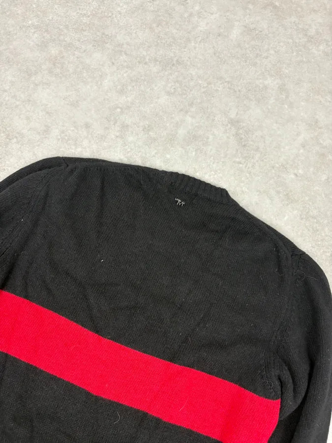 2000s Daniele Alessandrini Red Line Black Wool Sweater akKQdHN 5