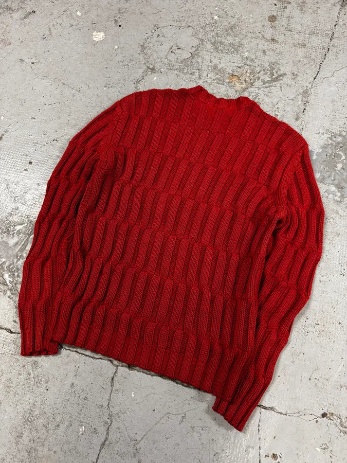 2000s Daniele Alessandrini Red Symmetry Sweater kMXQpFw 4
