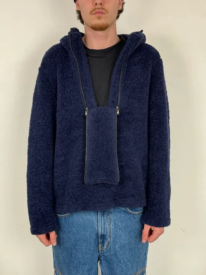 2000s Daniele Alessandrini Sherpa Double Zip Navy Jacket vqhrUxG 2