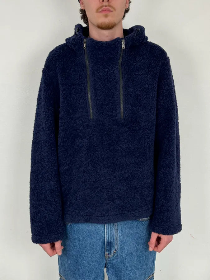 2000s Daniele Alessandrini Sherpa Double Zip Navy Jacket vqhrUxG 1