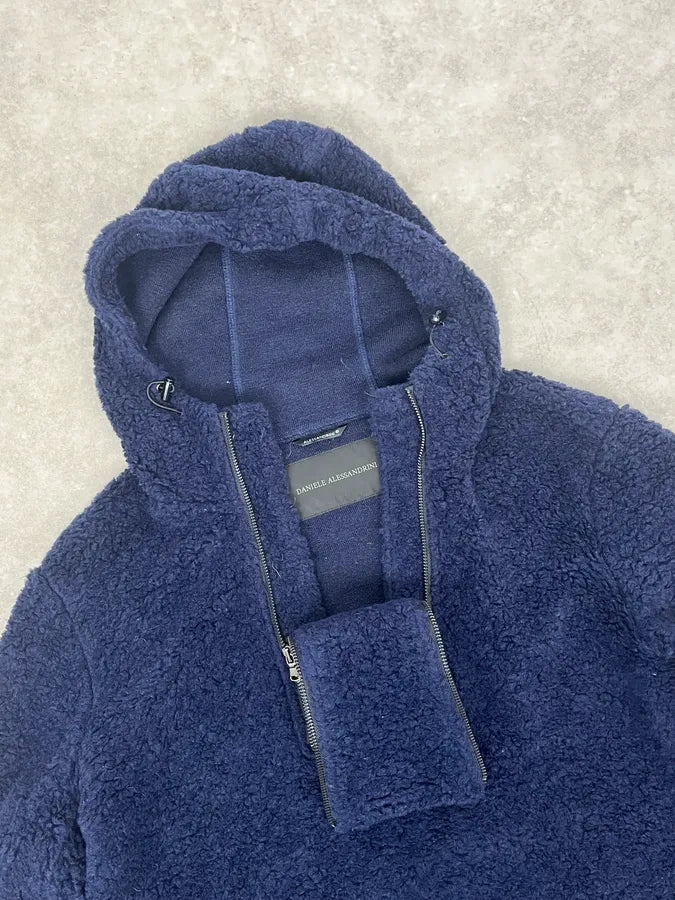 2000s Daniele Alessandrini Sherpa Double Zip Navy Jacket vqhrUxG 6
