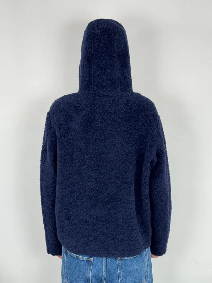 2000s Daniele Alessandrini Sherpa Double Zip Navy Jacket vqhrUxG 3