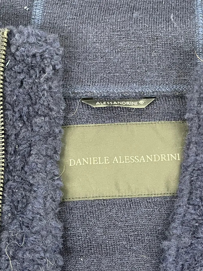 2000s Daniele Alessandrini Sherpa Double Zip Navy Jacket vqhrUxG 10