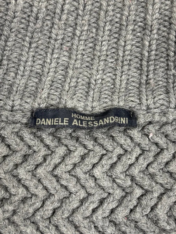 2000s Daniele Alessandrini Textured Classy Gray Wool Zip-Up Sweater cDbIiku 8