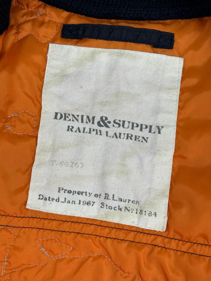 2010s Denim & Supply Ralph Lauren Black Nylon Quilted USA Flag Bomber Vest JzDNZCF 7