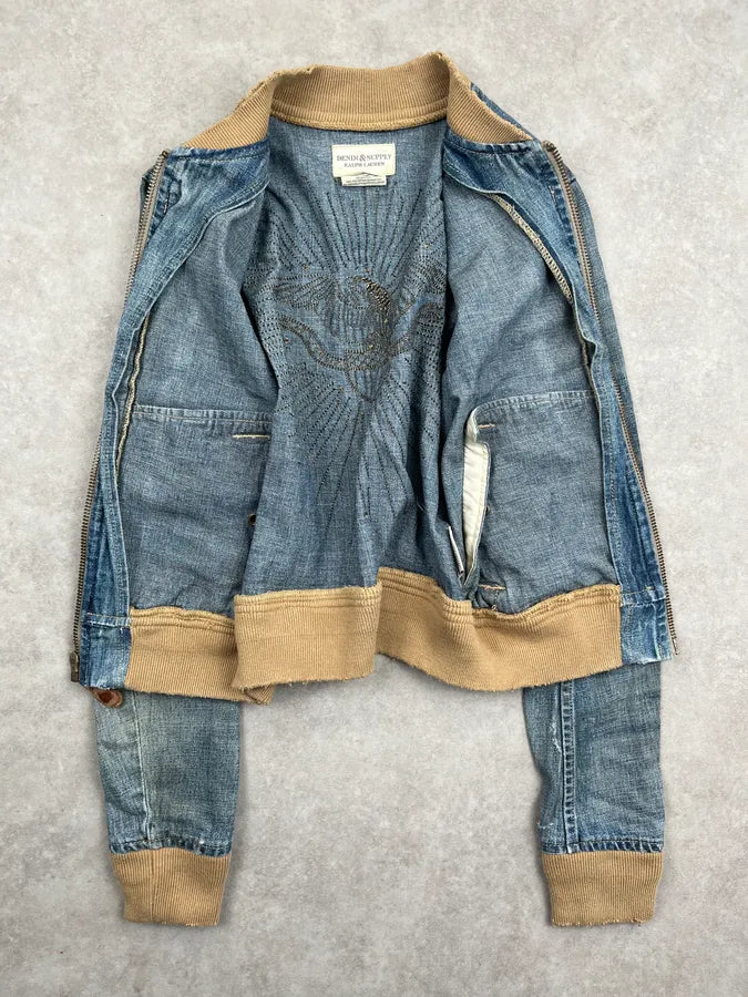 2010s Ralph Lauren Blue Studded Embroidered Denim Jacket pzMsOOG 3