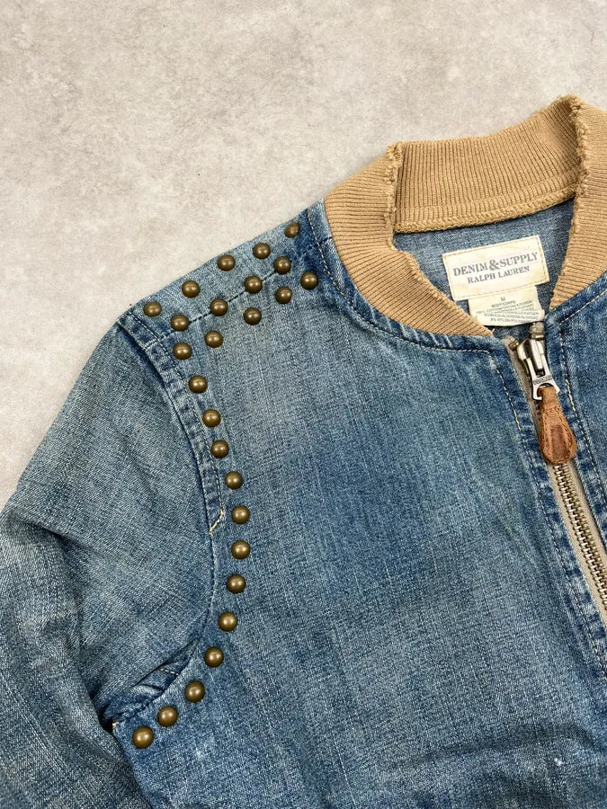 2010s Ralph Lauren Blue Studded Embroidered Denim Jacket pzMsOOG 9