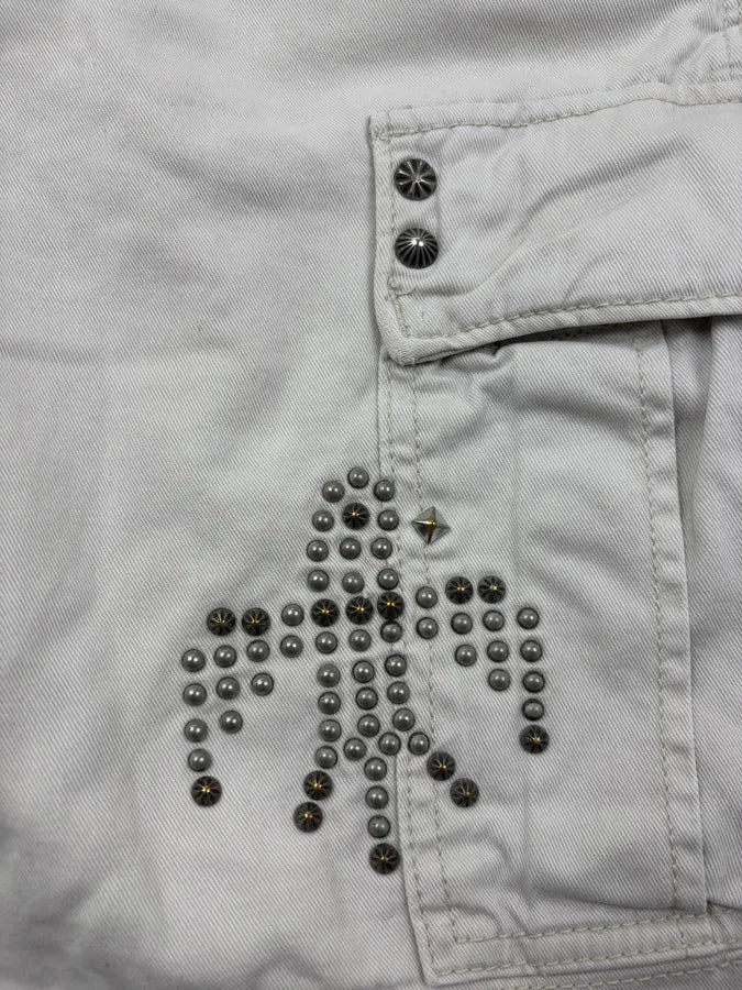 2010s Ralph Lauren White Studded Eagle Cargo Shorts WvFUnOp 8