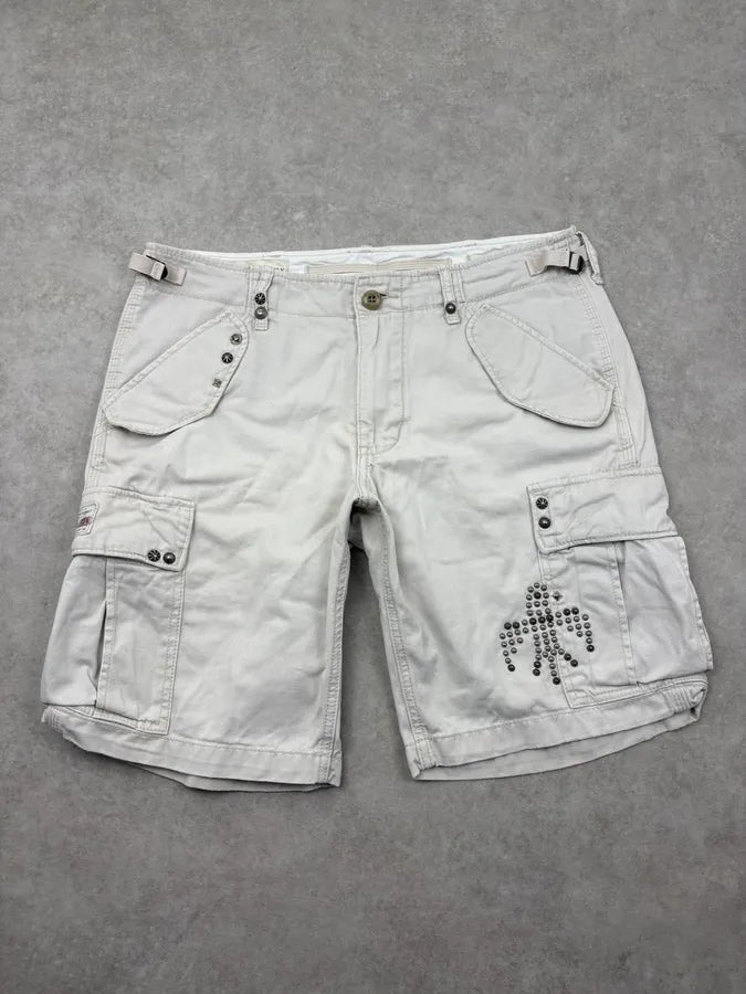 2010s Ralph Lauren White Studded Eagle Cargo Shorts WvFUnOp 3