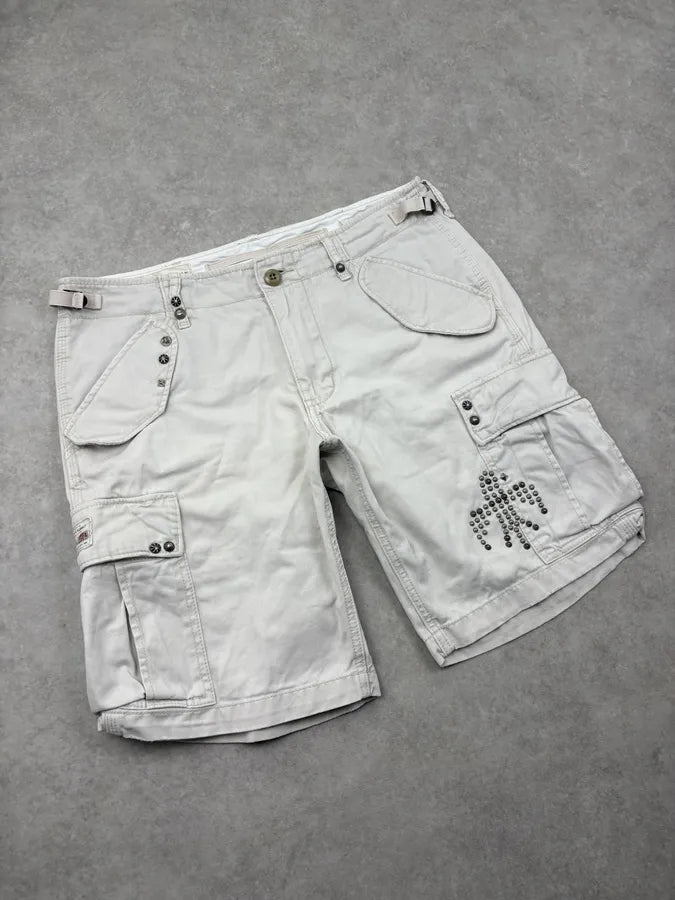 2010s Ralph Lauren White Studded Eagle Cargo Shorts WvFUnOp 5