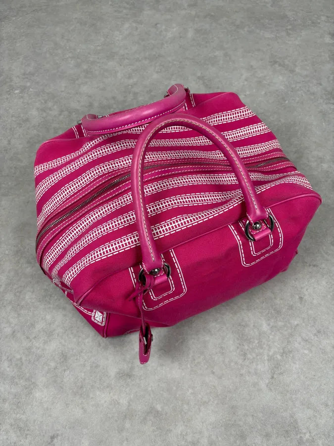 AW2010 Dolce & Gabbana Fuchsia Pink Canvas Trompe Loeil Zip Bag RAxSJDb 5