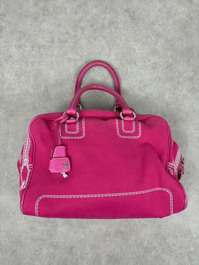 AW2010 Dolce & Gabbana Fuchsia Pink Canvas Trompe Loeil Zip Bag RAxSJDb 2